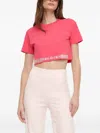 Patrizia Pepe Rhinestone Logo T-shirt In Pink