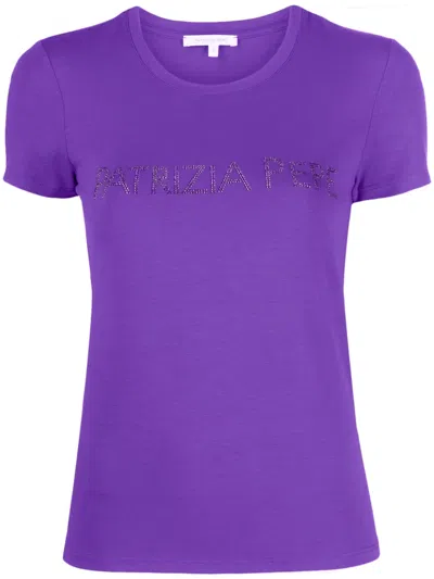 Patrizia Pepe Rhinestone-logo T-shirt In Pink