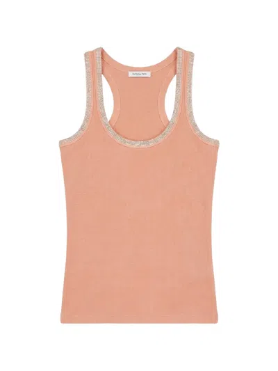 Patrizia Pepe Rhinestone Trim Vest In Orange