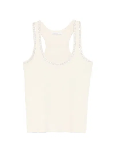 Patrizia Pepe Rhinestone-embellished Tank Top In Neutral