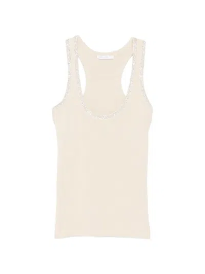 Patrizia Pepe Rhinestone-embellished Tank Top In Neutral