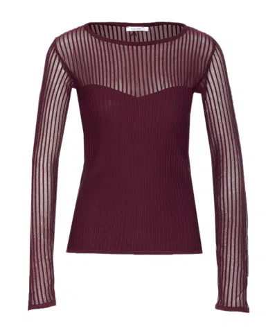 Patrizia Pepe Ribbed Boat Neck Knitwear In Brown