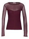 Patrizia Pepe Ribbed Boat Neck Knitwear In Burgundy