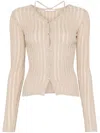 Patrizia Pepe Ribbed Cardigan In Neutrals