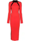 Patrizia Pepe Ribbed-knit Midi Dress In Red