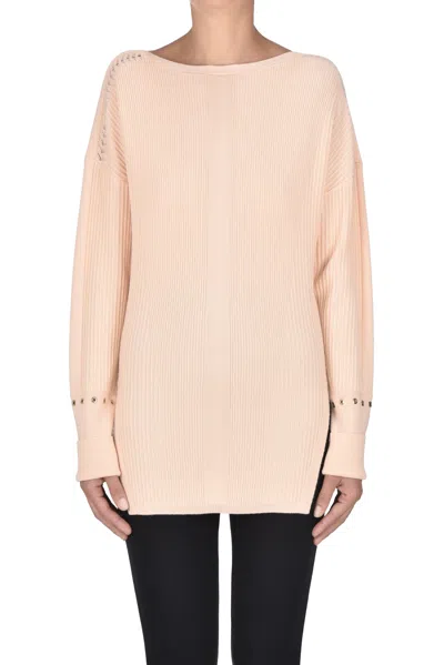 Patrizia Pepe Ribbed Knit Pullover In Neutral