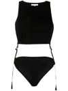 Patrizia Pepe Ribbed-knit Sleeveless Bodysuit In Black