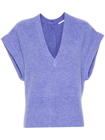 Patrizia Pepe Ribbed-knit Vest In Blue