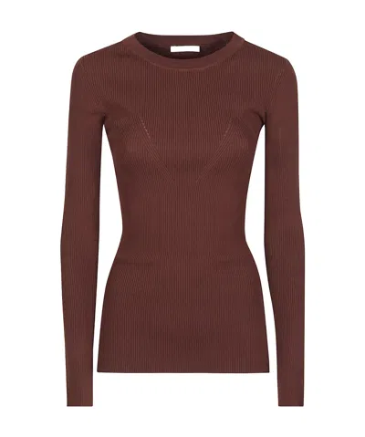 Patrizia Pepe Ribbed Long Sleeve Knitted Sweater In Animal Print
