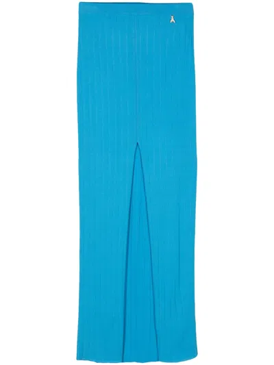 Patrizia Pepe Ribbed Maxi Skirt In Blue