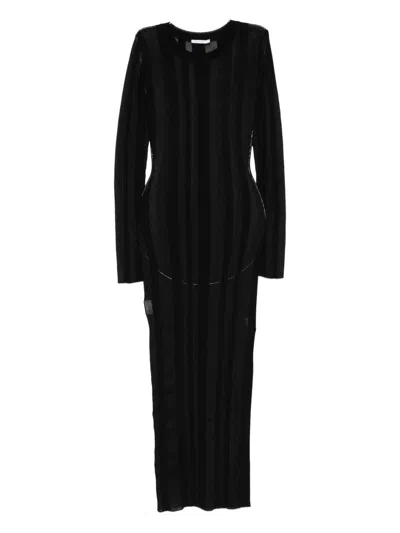 Patrizia Pepe Ribbed Midi Dress In Black