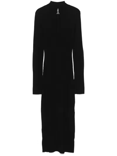 Patrizia Pepe Ribbed Midi Dress In Black  