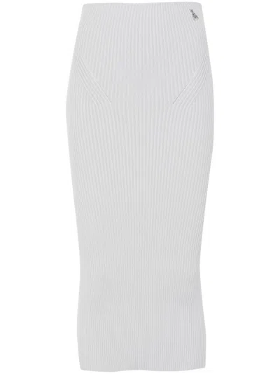 Patrizia Pepe Ribbed Midi Skirt In Grey