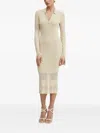 Patrizia Pepe Ribbed Panelled Zip-front Dress In Neutral