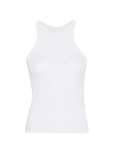 Patrizia Pepe Ribbed Racer-back Tank Top In White