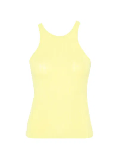 Patrizia Pepe Ribbed Racer-back Tank Top In Yellow