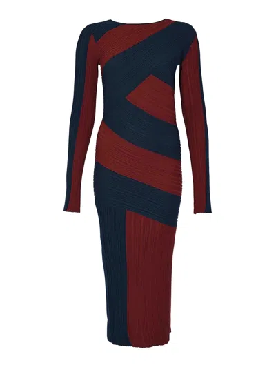 Patrizia Pepe Ribbed Stretch Knit Midi Dress In Blue