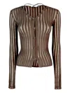 Patrizia Pepe Brown Knit Slim Fit Cardigan In Brown