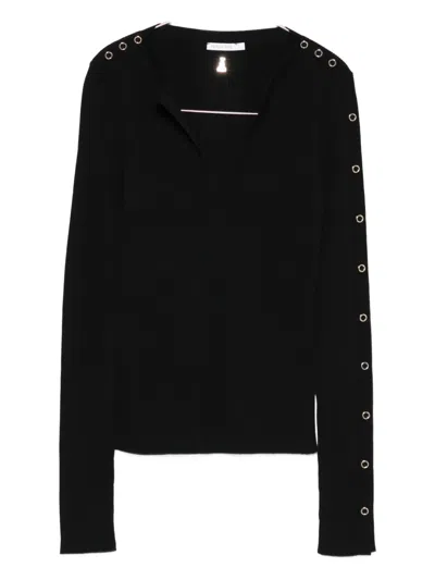 Patrizia Pepe Ribbed Sweater In Black