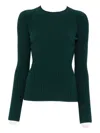 Patrizia Pepe Ribbed Sweater In Green