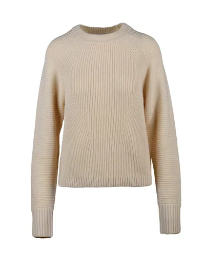 Patrizia Pepe Ribbed Texture Short Sweater With Geometric Design In Multi