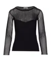 Patrizia Pepe Ribbed Transparent Knitwear In Black