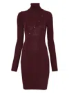 Patrizia Pepe Ribbed Turtleneck Mini Dress In Red