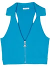 Patrizia Pepe Ribbed Zip-up Tank Top In Blue