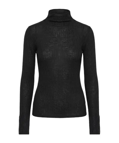 Patrizia Pepe Ribbed-knit Sweater In Black