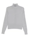 Patrizia Pepe Roll-neck Ribbed Sweater In Gray
