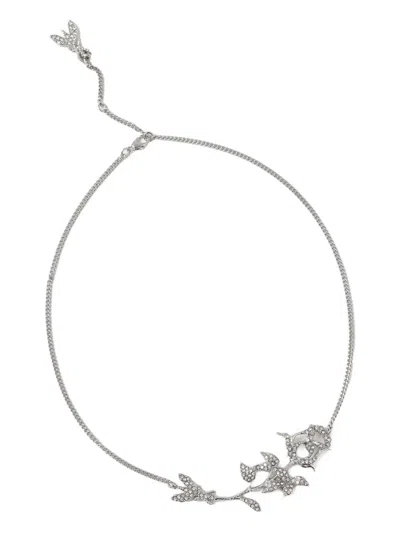 Patrizia Pepe Rose-embellished Necklace In Metallic