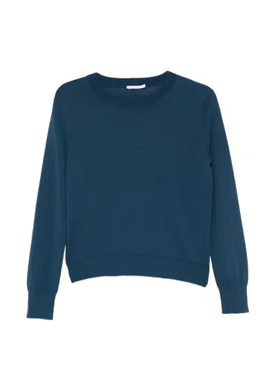 Patrizia Pepe Round-neck Long-sleeve Sweater In Blue
