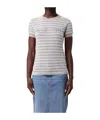 Patrizia Pepe Round-neck Striped T-shirt In Gold