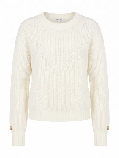 Patrizia Pepe Ribbed-knit Wool Sweater In White