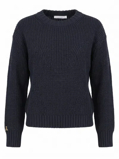 Patrizia Pepe Ribbed-knit Wool Sweater In Blue