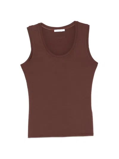 Patrizia Pepe Round-neck Vest Top In Brown