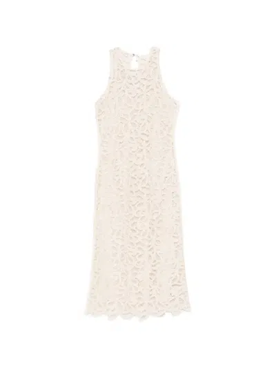Patrizia Pepe Round-neck Midi Dress In Neutral