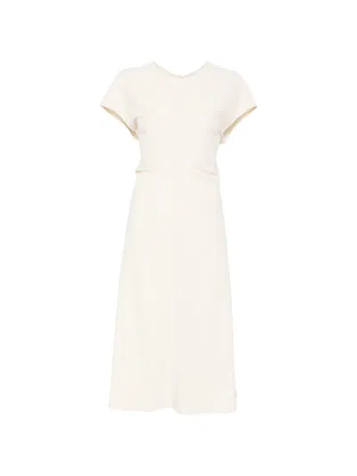 Patrizia Pepe Round-neck Midi Dress In Neutral
