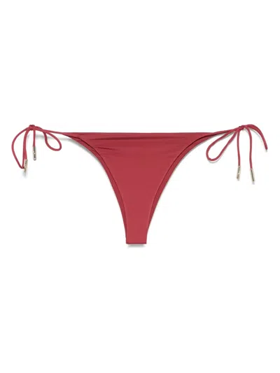 Patrizia Pepe Rubberised-logo Bikini Bottoms In Red