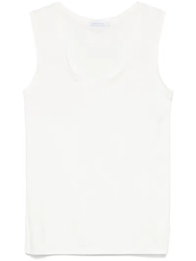 Patrizia Pepe Rubberised-logo Tank Top In White