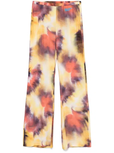 Patrizia Pepe Rubberised-logo Trousers In Yellow