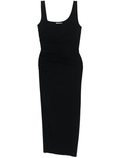 Patrizia Pepe Ruched-detail Midi Dress In Black