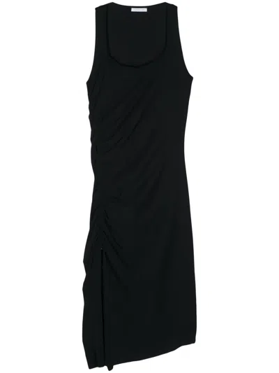 Patrizia Pepe Ruched-detail Midi Dress In Black