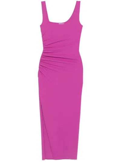Patrizia Pepe Ruched-detail Midi Dress In Purple