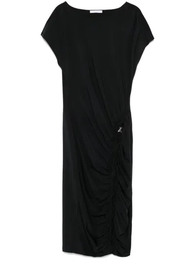 Patrizia Pepe Ruched-detailed Midi Dress In Black