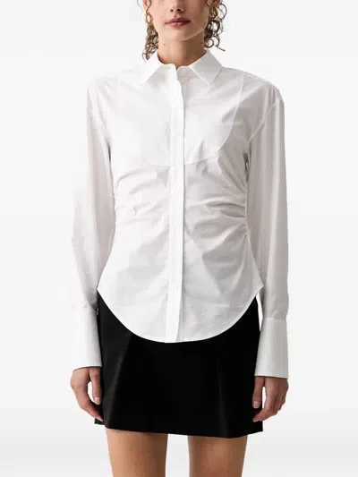 Patrizia Pepe Ruched Long-sleeve Shirt In White