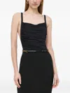Patrizia Pepe Ruched Strap Top In Black