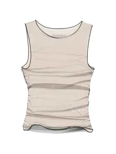 Patrizia Pepe Ruched Tank Top In Brown