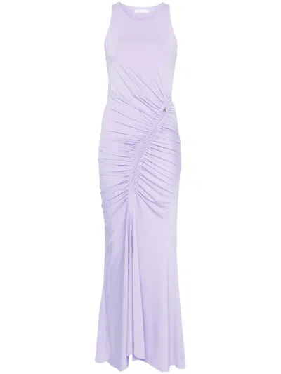 Patrizia Pepe Ruffle-detail Maxi Dress In Purple