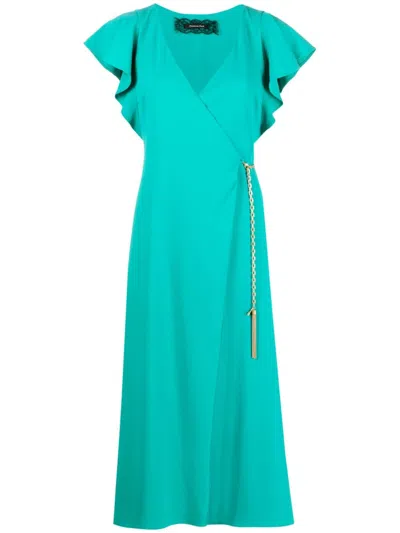 Patrizia Pepe Ruffle-sleeve Midi Dress In Green